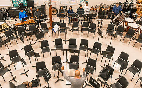 Students in a classroom with a teacher from the Instrument Training and Support program